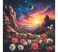 Flower DIY Diamond Art Kits Adults, Diamond Painting for Wall Decor, Starry Sky 5D Round Full Drill Crystal Art Kits, Cross Stitch Embroidery Crafts Pictures for Adults Beginners, Gifts 20x20in P-2860