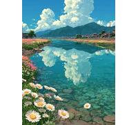 Flower DIY Paint by Numbers for Adults, Landscape Painting by Numbers for Beginners, Painting Kits with Acrylic Paint Brushes, Adult Crafts Canvas Kits, Wall Art, Spring Home Decor, 36x44in 9-3021