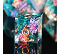 Flower DND Dice Set 7pcs D4 D6 D8 D10 D12 D20 D% Polyhedral Handmade Resin D&D Dice for Dungeons and Dragons Pathfinder Roll Playing Table Games RPG MTG Games with Gift Box