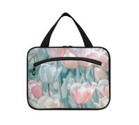 Flower Dreams Hanging Mens Travel Bag with Hook, Designer Waterproof Makeup Bag for car for Women Travel Bathroom Porta cosmeticos Mujer para cartera L