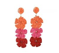 Flower Drop Earrings Boho Statement Handmade Raffia studs Multi-colored three Flowers Dangle Earrings Trendy Cute Summer Jewelry for Women Girls