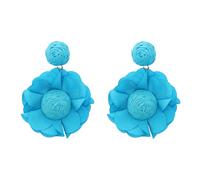 Flower Drop Earrings for Women Long Fabric Floral Dangle Earrings Bohemian Exaggerated Statement Flowers Earring Summer Fashion Jewelry, One size, Crystal, No Gemstone