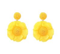 Flower Drop Earrings for Women Long Fabric Floral Dangle Earrings Bohemian Exaggerated Statement Flowers Earring Summer Fashion Jewelry, One size, Crystal, No Gemstone