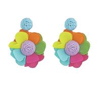 Flower Drop Earrings for Women Long Fabric Floral Dangle Earrings Bohemian Exaggerated Statement Flowers Earring Summer Fashion Jewelry, One size, Crystal, No Gemstone