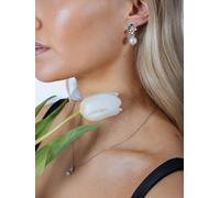 Flower Drop Pearl Earrings in Silver SVNX Silver One Size