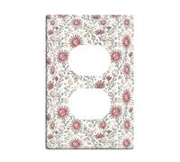 Flower Duplex Outlet Covers Wall Plate, Floral Vintage Leaf Petal Spring Peach Plastic Standard Size Double Power Outlet Cover Plate for Bedroom Bathroom Kitchen Entrance Decor