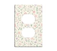 Flower Duplex Outlet Covers Wall Plate, Floral Vintage Vine Petal Spring Pastel Peach Plastic Standard Size Double Power Outlet Cover Plate for Home Living Room New Apartment Decor