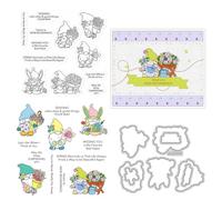 Flower Dwarfs Stamps and Die Cuts for Card Making Interesting People Transparent Silicone Clear Stamp and Metal Cutting Dies Sets for DIY Scrapbooking Paper Crafting Seals Decorative Supplies