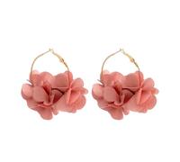 Flower Earrings for Women,Exaggerated Satin Large Flower Long Tassel Drop Earrings Fluffy Fabric Flower Earrings Bohemian Floral Statement Earrings Fashion Romantic Party Wedding Earrings Jewelry