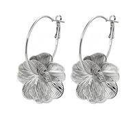 Flower Earrings for Women, Spring Summer Boho Gold Flower Floral Hoop Drop Dangle Statement Earrings Jewelry Gift for Her, Copper, No Gemstone