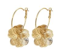 Flower Earrings for Women, Spring Summer Boho Gold Flower Floral Hoop Drop Dangle Statement Earrings Jewelry Gift for Her, Copper, No Gemstone
