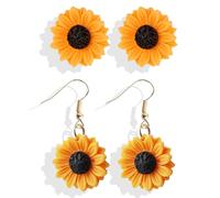 Flower Earrings for Women Sunflower Daisy Tulip Rose Dangle Earrings Purple Floral Spring Summer Statement Jewelry Gift (H:Sunflower Earrings)