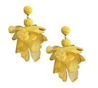 Flower Earrings, Summer Stylish Ear Jewelry, 9x5x2cm, Bohemian Flower Drop Dangle Earrings, Chiffon Flowers Earring, Lightweight Petal Design, For Women Girls Wedding Party Office Vacation