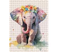 Flower Elephant Jigsaw Puzzle 2000 Piece, Puzzles for Adults 2000, The Impossible Challenge, Jigsaw Puzzle Games Classic Educational, Wooden Puzzles, for Home Wall Decoration Gift FNKL1-462