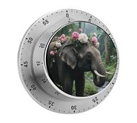 Flower Elephant Kitchen Timer 60 Minute Visual Wind Up Timers Indoor Mechanical Timers with Magnetic Base Stainless Steel Timer for Home Cooking Time Management Tool
