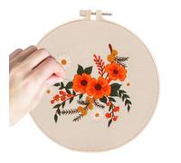 Flower Embroidery Kit, Floral Embroidery Kit, Hand Embroidery Kit Flower Pattern Embroidery Kit with Hardware Package Craft Set for Beginner Embroidery Lovers