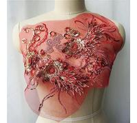 Flower Embroidery Lace Appliques, Embroidery Appliques Purple Lace Sequin 3D Flower for Wedding Dress DIY 30x33cm(Random)