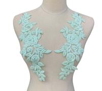 Flower Embroidery Lace Appliques: Lace Beads Applique Sewing Flower Fabric Collar Patch for Wedding Bridal Gown Clothes Dress Decor DIY Crafts (Light Green)