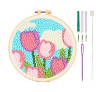 Flower Embroidery Punch Needle Kit, Embroidery Kits for Beginners, Easy Embroidery Tools, Creative Embroidery Fabric, Easy Embroidery Kit and for Decoration, Men
