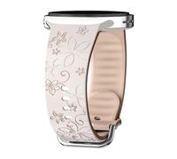 Flower Engraved Band Compatible for Samsung Galaxy Watch 8 Band 40mm 44mm/Watch 8 Classic 46mm Women,No Gap Silicone Cute Floral Strap Wristband Two-Tone Correa for Samsung Watch 8 Bands 40 44 mm