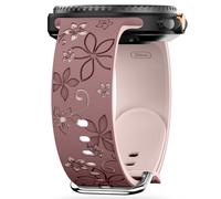Flower Engraved Band Compatible with Galaxy Watch 8 Band 40mm 44mm/Galaxy Watch 8 Classic 46mm Bands, Soft Silicone Floral Strap Wristband for Samsung Galaxy Watch 8/8 Classic Women (Smoke Violet