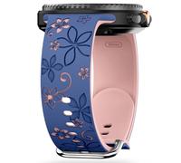 Flower Engraved Band Compatible with Galaxy Watch 8 Band 40mm 44mm/Galaxy Watch 8 Classic 46mm Bands, Soft Silicone Floral Strap Wristband for Samsung Galaxy Watch 8/8 Classic Women (Blue Pink)