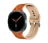 Flower Engraved Band Compatible with Samsung Galaxy Watch 8 Band 40mm 44mm/Galaxy Watch 8 Classic 46mm Bands, Soft Silicone Floral Strap Two-Tone Waterproof Wristband for Samsung Watch 8/8 Classic