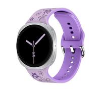 Flower Engraved Band for Samsung Galaxy Watch 8 Band 40mm 44mm/Galaxy Watch 8 Classic 46mm Bands, Silicone Cute Floral Strap Two-Tone Wristband for Samsung Watch 8/8 Classic Men Women (Lavender purple