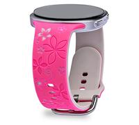 Flower Engraved Bands Compatible with Galaxy Watch 8 40mm/44mm/Classic 46mm 2025,Cute Floral Two-Tone Soft Silicone Sport Galaxy 8 Strap for Samsung Watch 8/8 Classic Women-Brilliant pink+White