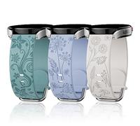 Flower Engraved Bands Compatible with Samsung Galaxy Watch 6/5/ 4 40mm 44mm/ 5 Pro 45mm/ Watch 6/4 Classic 43mm 47mm 42mm 46mm/ Active 2 44mm 40mm,3 Pack 20mm Soft Silicone Replacement Watch Band GBS