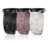 Flower Engraved Bands Compatible with Samsung Galaxy Watch 7/ FE/ 6/5/ 4/ Active 2 40mm 44mm/ 5 Pro 45mm/ Watch 6/4 Classic 43mm 47mm 42mm 46mm, 3 Pack 20mm Soft Silicone Replacement Watch Band BPS