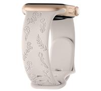 Flower Engraved Strap for Apple Watch Strap 42mm 44mm 45mm 46mm 49mm, Silicone Sport Band for iWatch Series 10 9 8 7 6 5 4 3 2 1 SE, Women Men (Starlight,49mm/46mm/45mm/44mm/42mm(Series 3 2 1))