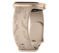 Flower Engraved Strap for Apple Watch Strap 42mm 44mm 45mm 46mm 49mm, Silicone Sport Band for iWatch Series 10 9 8 7 6 5 4 3 2 1 SE, Women Men (Milk tea,49mm/46mm/45mm/44mm/42mm(Series 3 2 1))