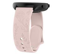 Flower Engraved Strap for Garmin Forefunner 55 Watch Strap/245 Strap/645 Strap, 20mm Adjustable Soft Silicone Replacement Strap for Forerunner 55/245/645 Music(Pink sand)
