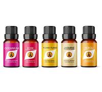 Flower Essential Oil Set | Geranium, Rose, Ylang Ylang, Jasmine & Neroli 5 x 10ml | for Diffusers for Home, Aromatherapy, Gift for Him/Her, Candle Making, Soaps, Wax Melts etc
