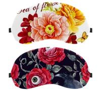 Flower Eyes Crow Retro 2-Pack Eye Patch and Eye Masks Set, Light-Blocking, Soft, Breathable Sleep Mask Kit