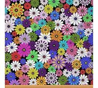 Flower Fabric by The Yard,Garden Vivid Floral Flowers Fabric for Chairs,Colorful Natural Wildflowers Daisy Fabric for and Home DIY Projects,1 Yard,(L92*W150cm) Purple Black