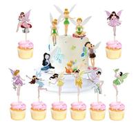 Flower Fairies Party Decoration, Flower Fairy Figure Fairy Theme Cake Toppers, Wing Angel Fairy Cupcake Decorations for Fairy Theme Wedding Birthday Party Garden Decor Set Outdoor