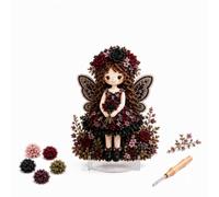 Flower Fairy 3D Fabric Poke Art Kit for Adults, Sunflower Doll Craft (A2pc) | Make a textured sunflower fairy with fluffy fabric, punch tool, display stand and easy illustrated steps.