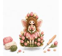 Flower Fairy 3D Fabric Poke Art Kit for Adults, Sunflower Doll Craft (A7pc) | Make a textured sunflower fairy with fluffy fabric, punch tool, display stand and easy illustrated steps.
