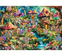 Flower Fairy Puzzle for Adults 1000 Pieces, Funny Mushroom Jigsaw Puzzle, Fantasy Colorful Butterfly Insect Puzzle
