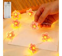 Flower Fairy String Lights, 2M 20 LED Cherry Blossom Fairy Lights, Battery Box with Timer, Spring Decorative String Lights for Bedroom Garden Wedding Party [Energy Class A]