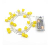 Flower Fairy String Lights, tulip Light String 2M 20 LED Fairy Lights Battery Operated, Waterproof Flower Garland Lights for Indoor Outdoor Spring Garden Bedroom Wedding Party Decoration (Yellow, 2M)
