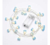 Flower Fairy String Lights, tulip Light String 2M 20 LED Fairy Lights Battery Operated, Waterproof Flower Garland Lights for Indoor Outdoor Spring Garden Bedroom Wedding Party Decoration (Blue, 2M)