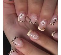 Flower Fake Nails Stick on in 12 Sizes, 24 Pcs French Tips for Art Decorations Stick on
