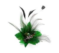 Flower Fascinator Clip, GLADFRESIT Fashionable Phalaenopsis Feather Corsage Hair Clips Brooch Pin Hair Accessories for Weddings (Green)