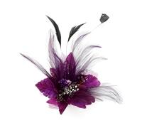 Flower Fascinator Clip, GLADFRESIT Fashionable Phalaenopsis Feather Corsage Hair Clips Brooch Pin Hair Accessories for Weddings (Purple)