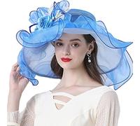 Flower Fascinator Women Derby Wide Brim Wedding Church Organza Sun Hat Elegant Large Ladies Fedoras