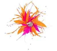 Flower Feather Bead Corsage Double Color Feathers Clip Turkey Feather Corsage For Diy Party Hat Accessory Flower(Color-03)