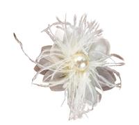 Flower Feather Fabric Applique Pearl Sew on Brooch Hair Clip for Wedding/Evening Dress Clothes Brooch Wedding Accessories
